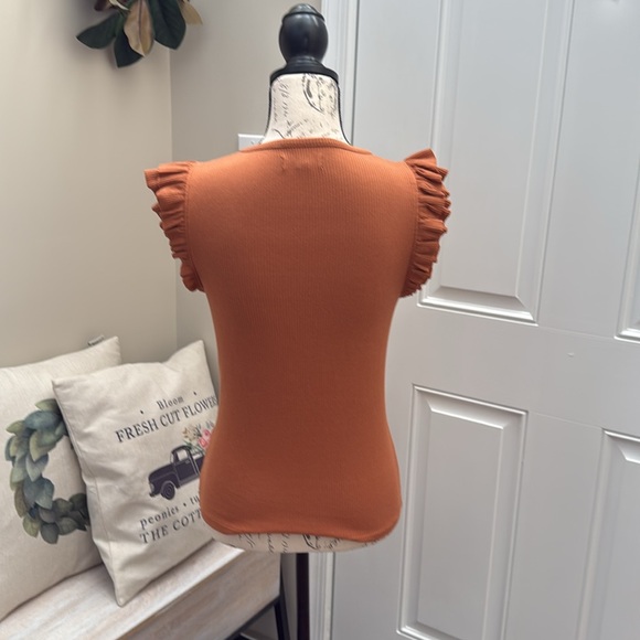 EUC Bundle of 2 J. Crew Ruffle sleeveless top in brown and pink both in small! - Picture 4 of 10